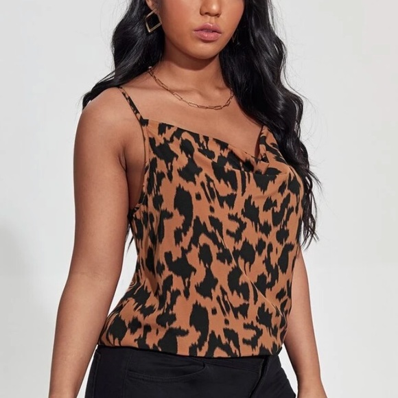 NEW| Cowl Neck Leopard Print Cami Top - Picture 5 of 5